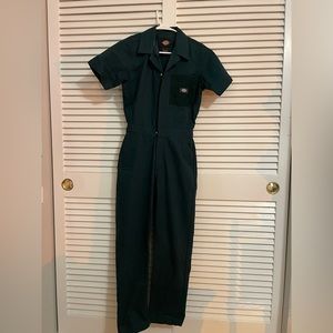 Green Dickies Coveralls with velvet details and gold accents